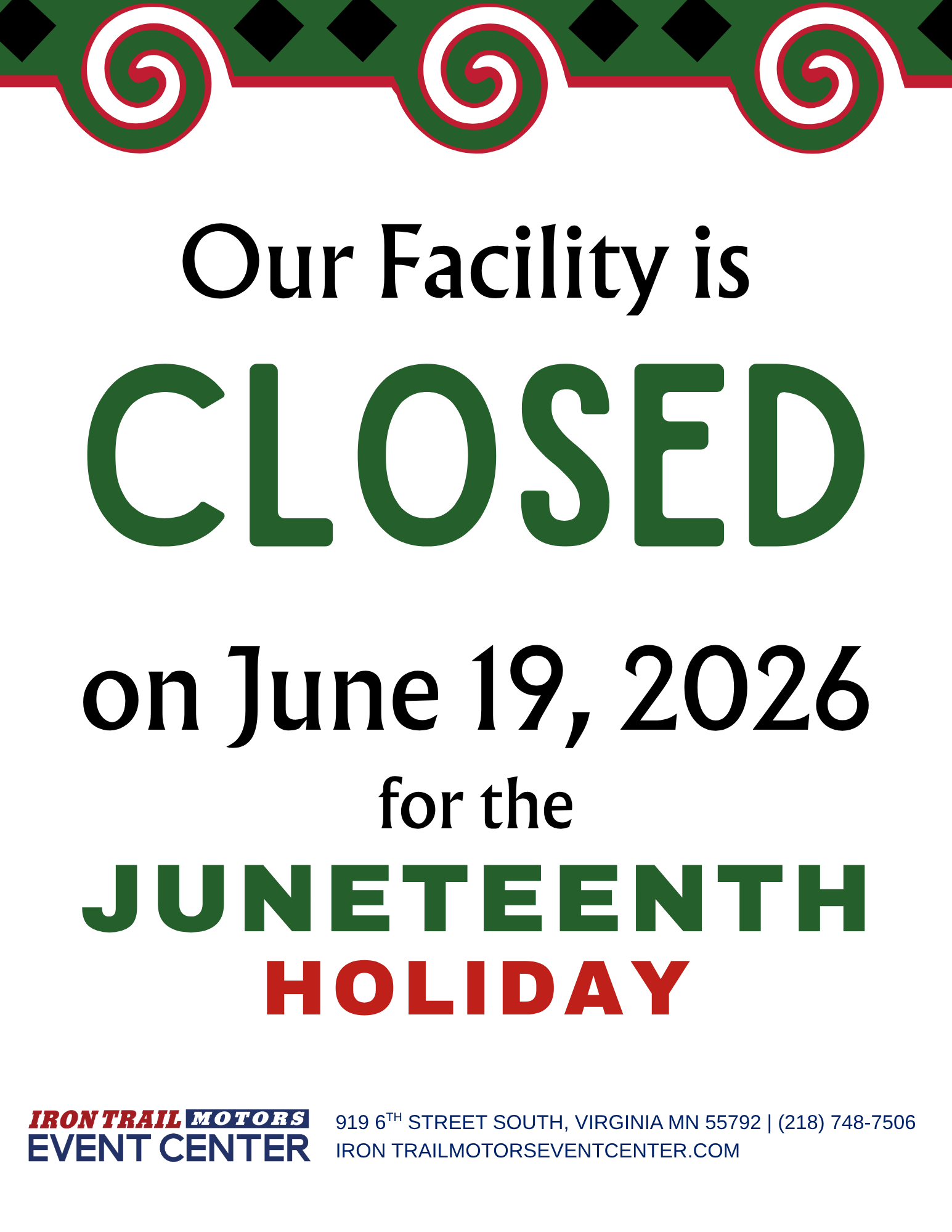 Closed for the Juneteenth Holiday