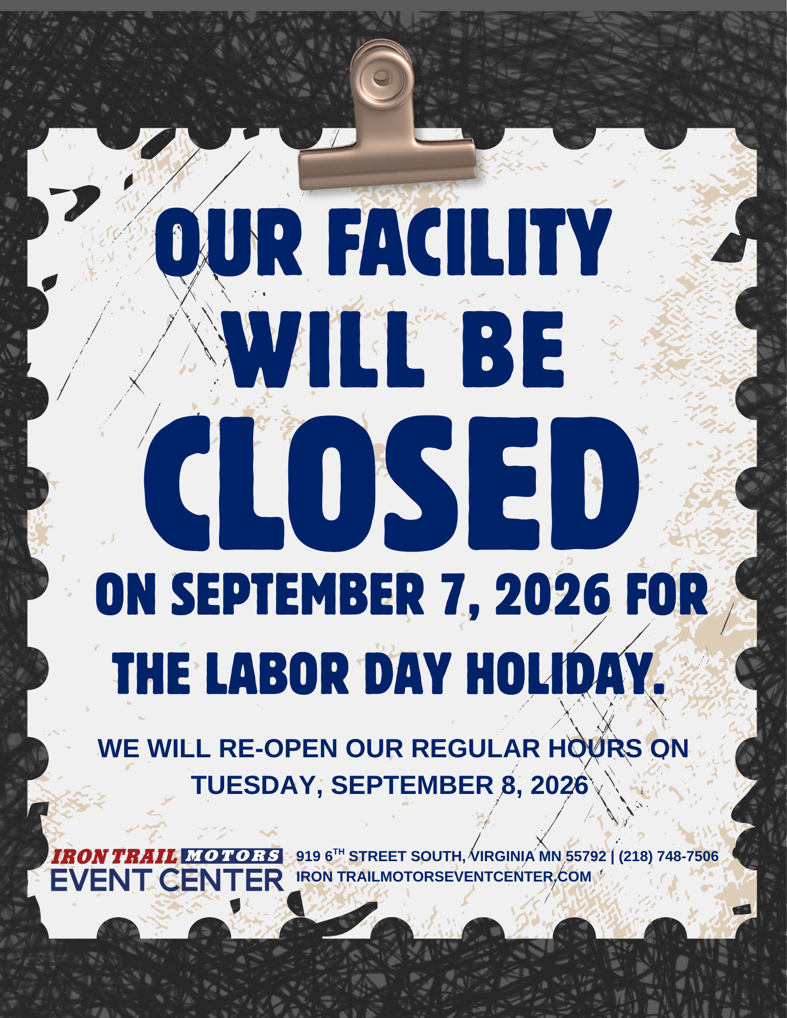 Closed on Labor Day Holiday