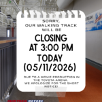 Walking Track Closure today at 3:00 pm