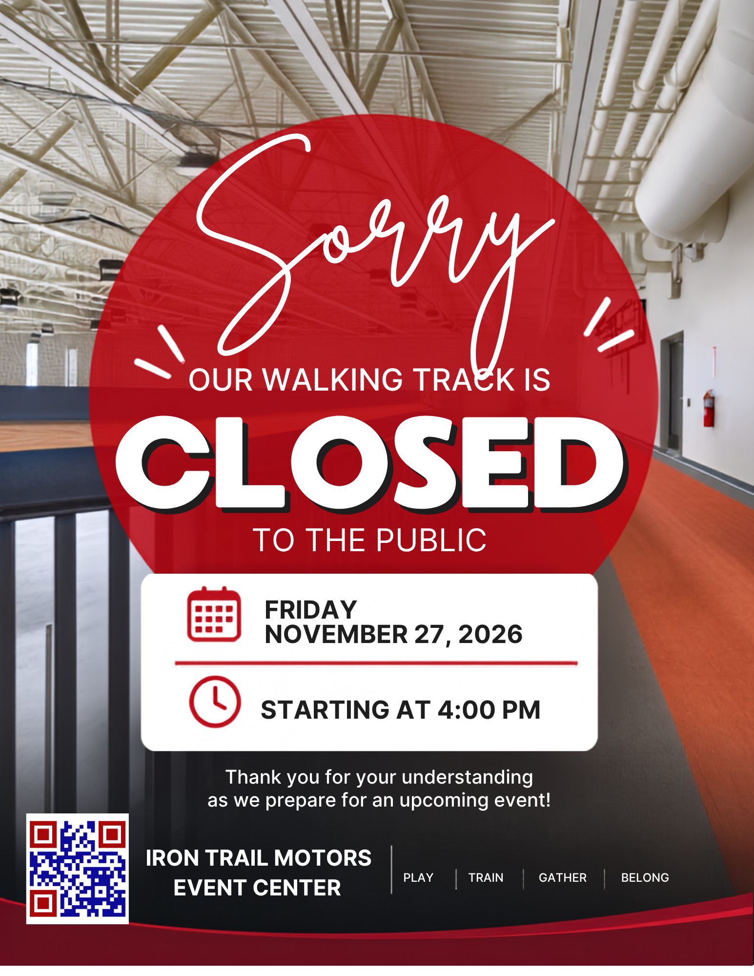 Walking Track Closed at 4:00 pm